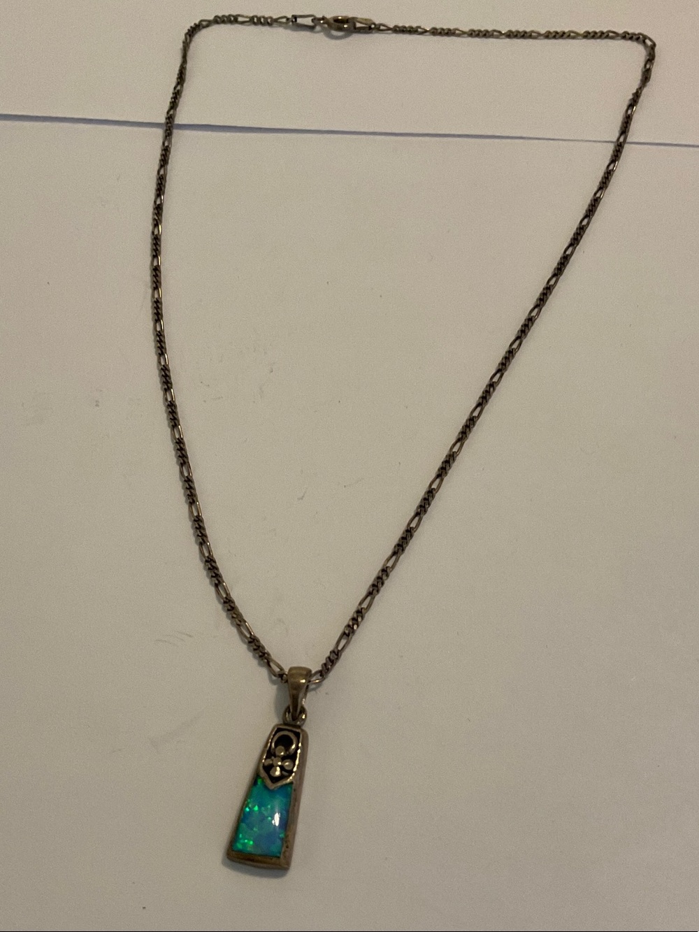Sterling silver fire opal pendant necklace
